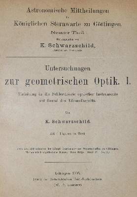 Bild Nr.1: 131-1404 Schwarzschild,K.: (Verschiedene Gebiete - Varia, Astronomie)