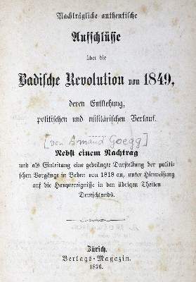 Bild Nr.1: 131-1596 (Goegg,A.).: (Deutschland, Revolution 1848/49 - Vormärz - Politik, Baden)