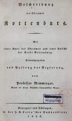 Bild Nr.1: 131-1606 Memminger,(J.D.G.).: (Deutschland, Rottenburg)