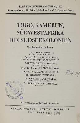 Bild Nr.1: 131-1763 Schultz-Ewerth, E. u. L. Adam (Hrsg.).: (Verschiedene Länder - Geschichte, Kolonien)