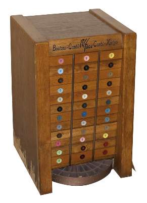 Bild Nr.1: 131-1895 Knopfkabinett, Verkaufsdisplay.: (Varia, Nähzubehör, Knöpfe)