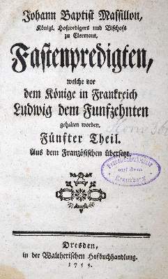 Bild Nr.1: 131-196 Massillon,J.B.: (Alte Drucke, Handschriften und Theologie)