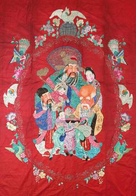 Bild Nr.1: 131-1981 Fu, Lu, Shou Sanxing Wandbehang.: (Asiatika, China, Stoffe)