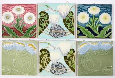 Bild Nr.1: 131-2069 Fliesenbilder Jugendstil.: (Porzellan u. Keramik, Fliesen)
