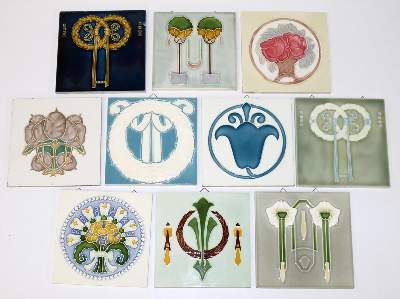 Bild Nr.1: 131-2083 Jugendstil Fliesenbilder.: (Porzellan u. Keramik, Fliesen)