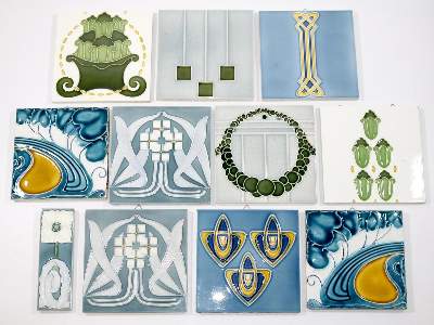 Bild Nr.1: 131-2085 Jugendstil Fliesenbilder.: (Porzellan u. Keramik, Fliesen)
