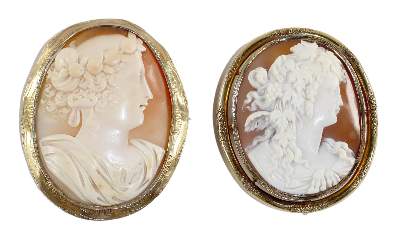 Bild Nr.1: 131-2124 Bacchantin u. Frauenportrait.: (Schmuck, Anhänger, Gemmen und Kameen)