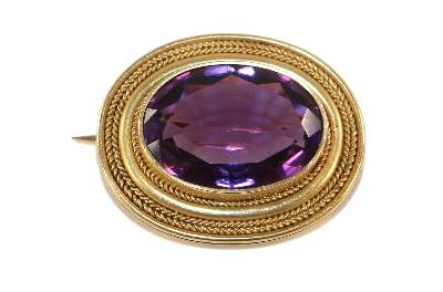 Bild Nr.1: 131-2162 Amethystbrosche 585 GG.: (Schmuck, Broschen)