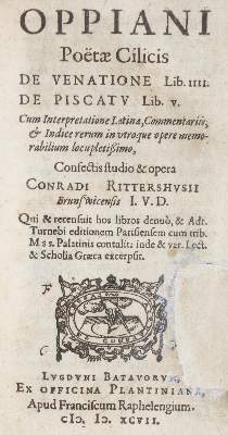 Bild Nr.1: 131-217 Oppianos (Oppianus).: (Alte Drucke, Handschriften und Theologie)