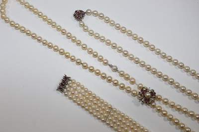 Bild Nr.3: 131-2246 Perlenset mit 585 WG: (Schmuck, Colliers)