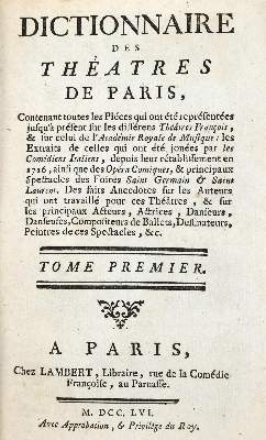 Bild Nr.1: 131-312 (Parfaict,F. u. C.).: (Film - Theater - Tanz, Frankreich)