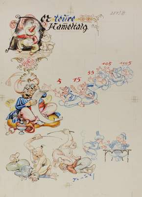 Bild Nr.1: 131-3123 Traub, Gustav: (Künstlergraphik, Fliegende Blätter, Vorzeichnung)