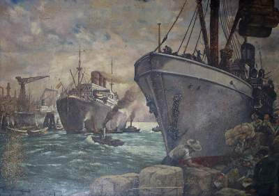 Bild Nr.1: 131-3191 Hafenansicht.: (Künstlergraphik)