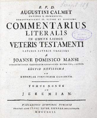 Bild Nr.1: 131-44 Calmet,A.: (Bibeln)
