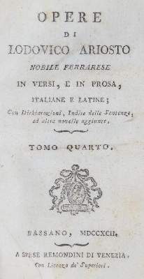 Bild Nr.1: 131-819 Ariosto,L.: (Literatur und illustrierte Bücher bis 19.Jahrhundert)