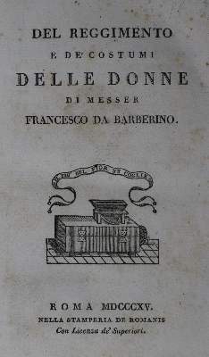 Bild Nr.1: 131-823 Barberino,F.da (d.i.Francesco di Neri).: (Literatur und illustrierte Bücher bis 19.Jahrhundert)