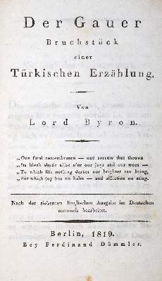 Bild Nr.1: 131-836 Byron,(G.G.).: (Literatur und illustrierte Bücher bis 19.Jahrhundert)