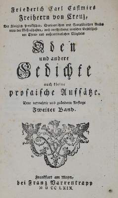 Bild Nr.1: 131-848 Creuz,Frdr. Carl Cas. v.: (Literatur und illustrierte Bücher bis 19.Jahrhundert)