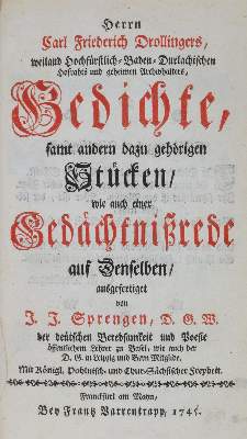 Bild Nr.1: 131-857 Drollinger, Carl Friedrich.: (Literatur und illustrierte Bücher bis 19.Jahrhundert)