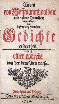 Bild Nr.2: 131-907 Hofmann von Hoffmannswaldau,C.: (Literatur und illustrierte Bücher bis 19.Jahrhundert)