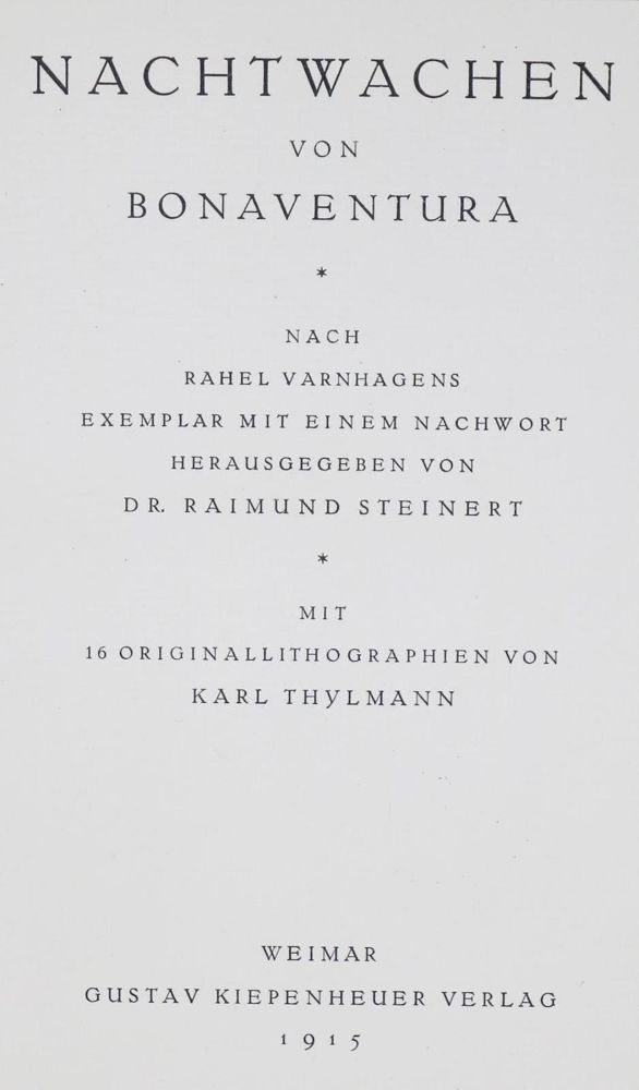 Große Abbildung Nr.2: 132-1096 Bonaventura (d.i. A.Klingemann).: (Literatur und illustrierte Bücher 20.Jahrhundert - Alte Literatur in modernen Ausgaben)
