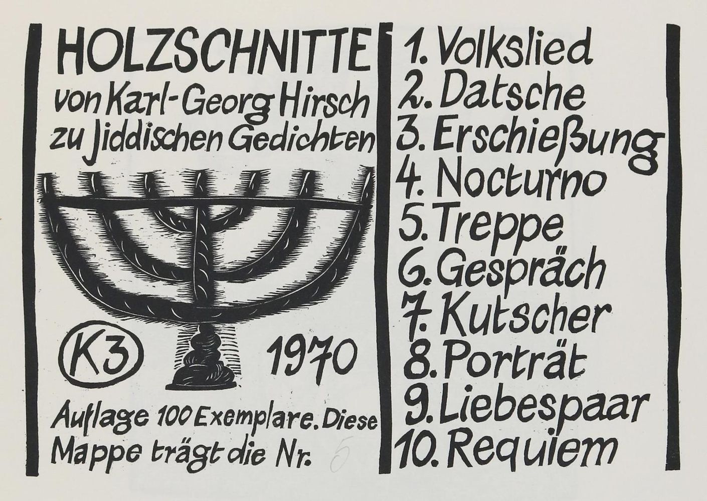 Große Abbildung Nr.1: 132-1164 Hirsch,K.G.: (Literatur und illustrierte Bücher 20.Jahrhundert - Alte Literatur in modernen Ausgaben)