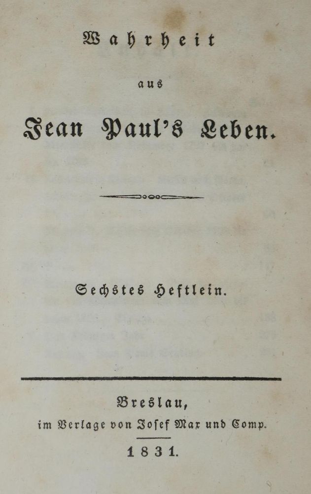Große Abbildung Nr.1: 132-1179 Jean Paul (d.i. J.P.F.Richter).: (Literatur und illustrierte Bücher 20.Jahrhundert - Alte Literatur in modernen Ausgaben)