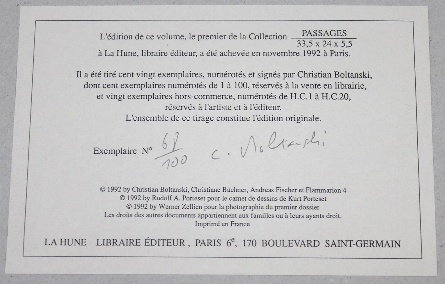 Große Abbildung Nr.2: 132-1194 Boltanski,C., Büchner,C., Fischer,A.: (Künstlerbücher)
