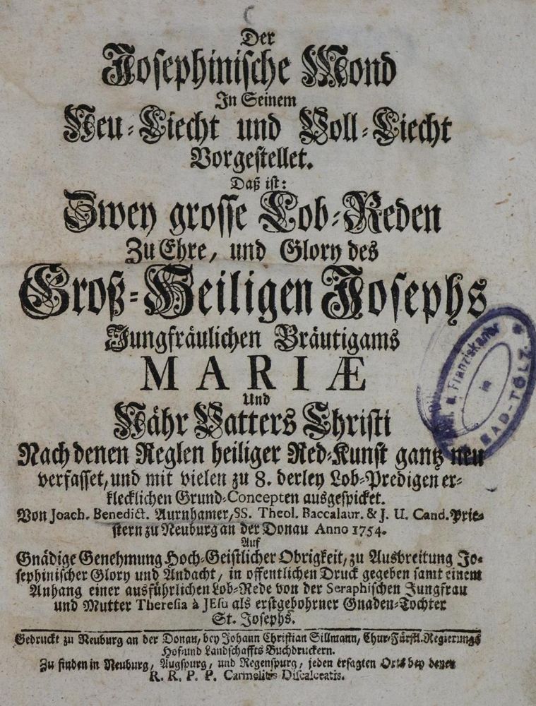 Große Abbildung Nr.1: 132-12 Aurnhamer,B.: (Alte Drucke, Handschriften und Theologie)