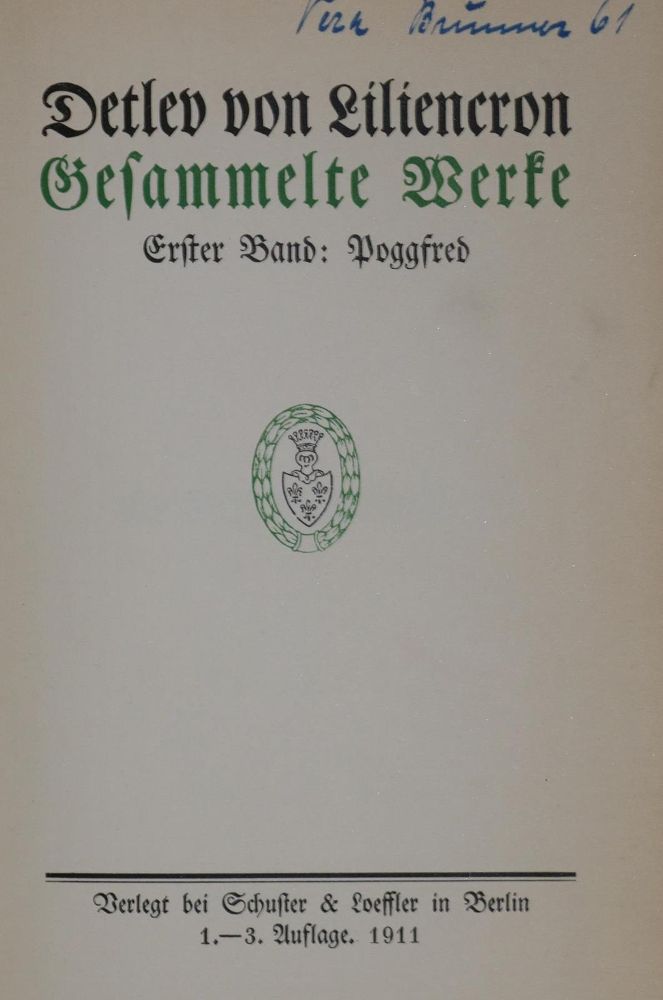 Große Abbildung Nr.1: 132-1201 Liliencron,D.v.: (Literatur und illustrierte Bücher 20.Jahrhundert - Alte Literatur in modernen Ausgaben)