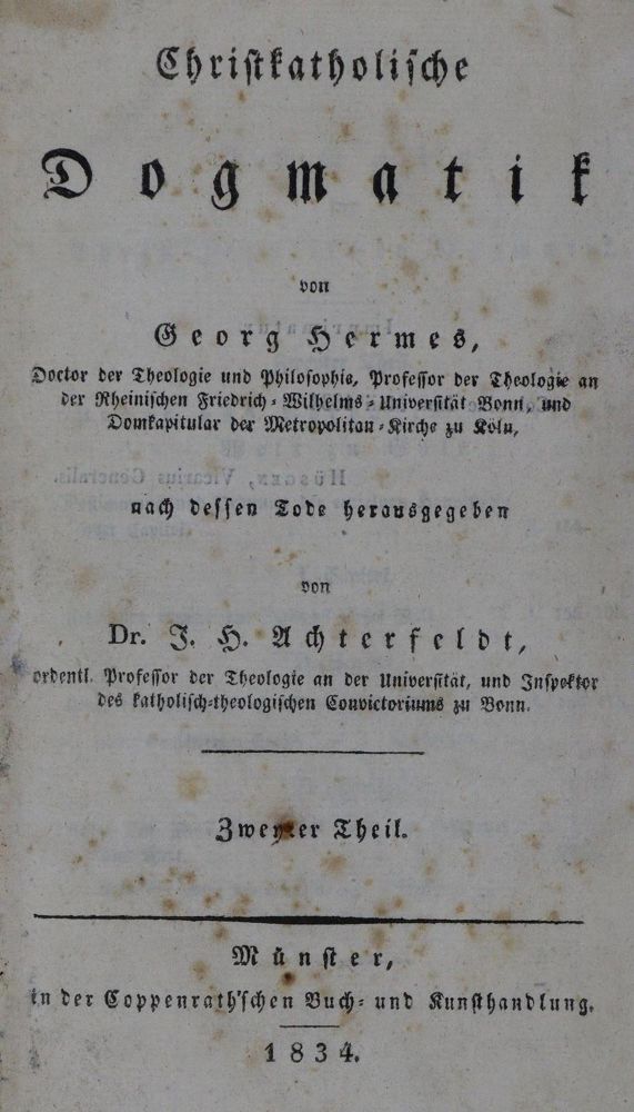 Große Abbildung Nr.1: 132-124 Hermes,G.: (Alte Drucke, Handschriften und Theologie)