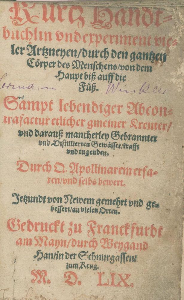 Große Abbildung Nr.1: 132-1324 (Ryff,W.H., Pseud.: Q.Apollinaris).: (Botanik, Kräuterbücher)