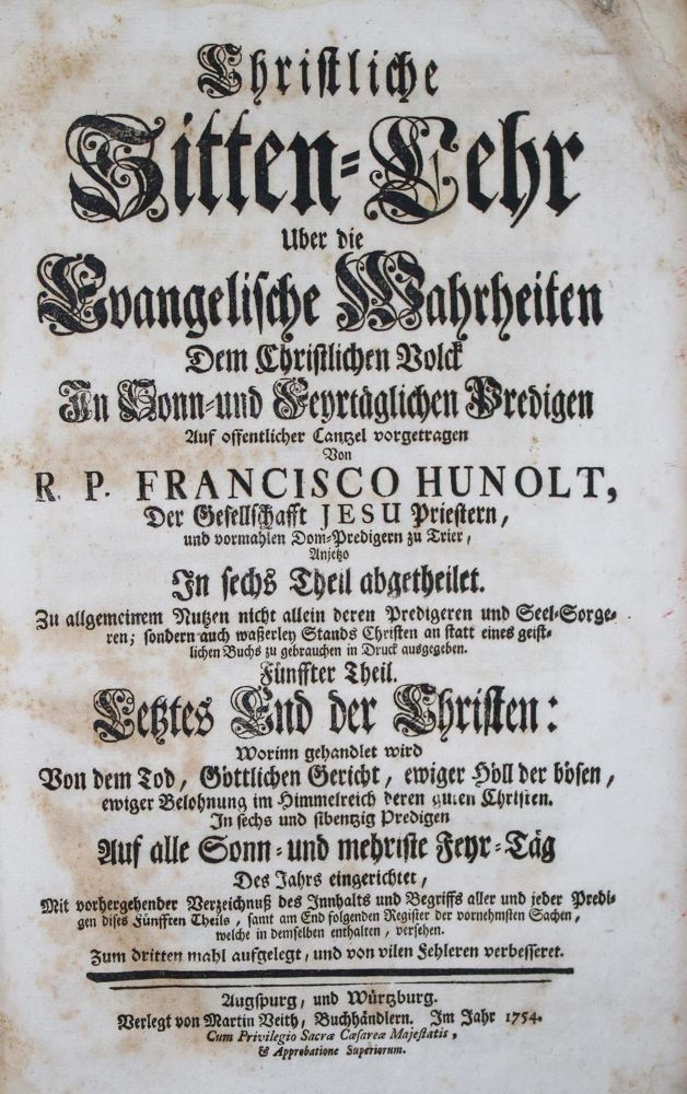 Große Abbildung Nr.1: 132-136 Hunolt,F.: (Alte Drucke, Handschriften und Theologie)