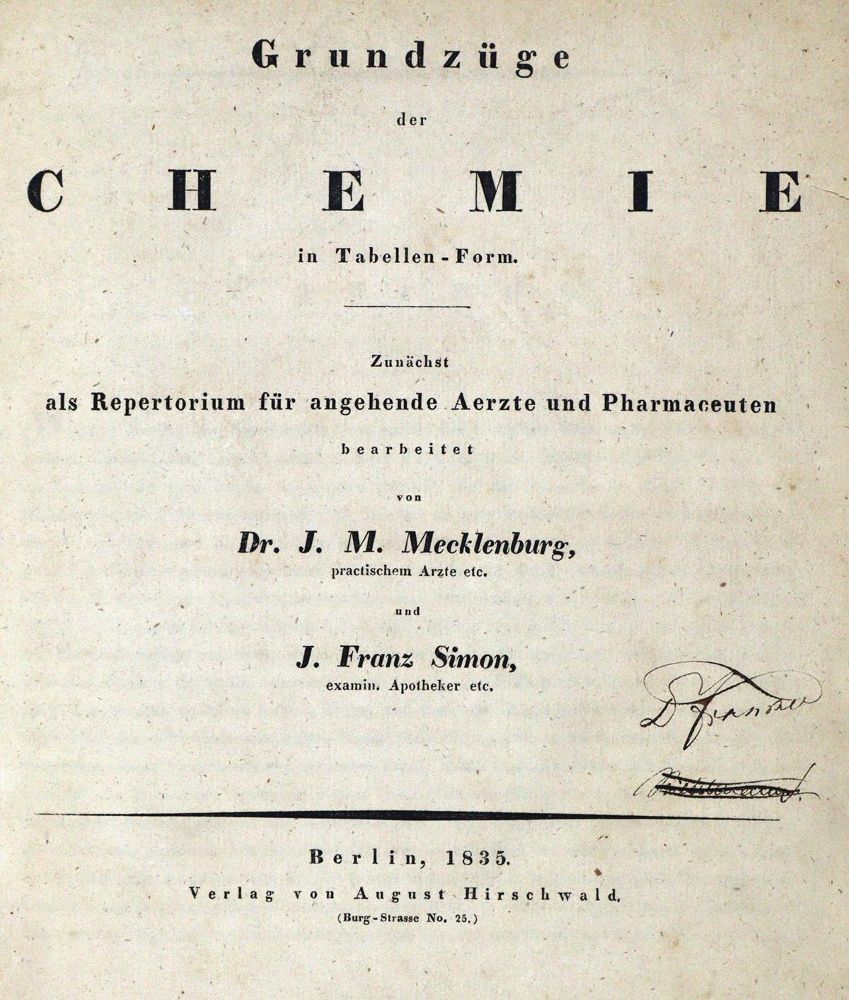 Große Abbildung Nr.1: 132-1470 Mecklenburg,J.M. u. J.F.Simon.: (Verschiedene Gebiete - Varia, Chemie)