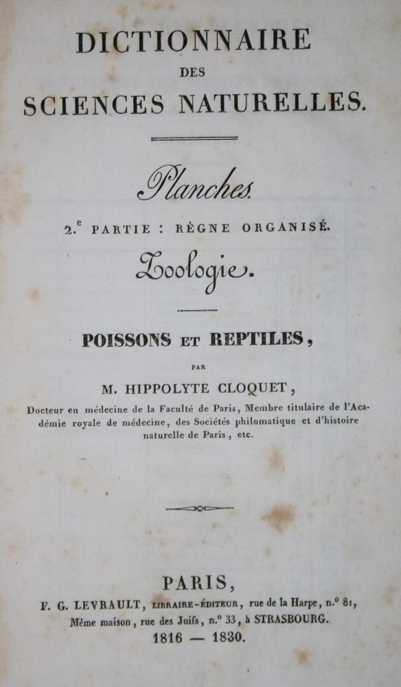 Große Abbildung Nr.1: 132-1477 Dictionnaire des sciences naturelles,: (Verschiedene Gebiete - Varia)