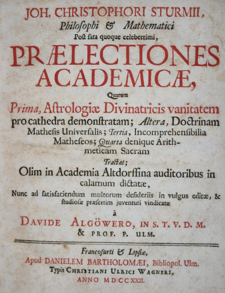 Große Abbildung Nr.1: 132-1506 Sturm,J.C.: (Verschiedene Gebiete - Varia, Mathematik)