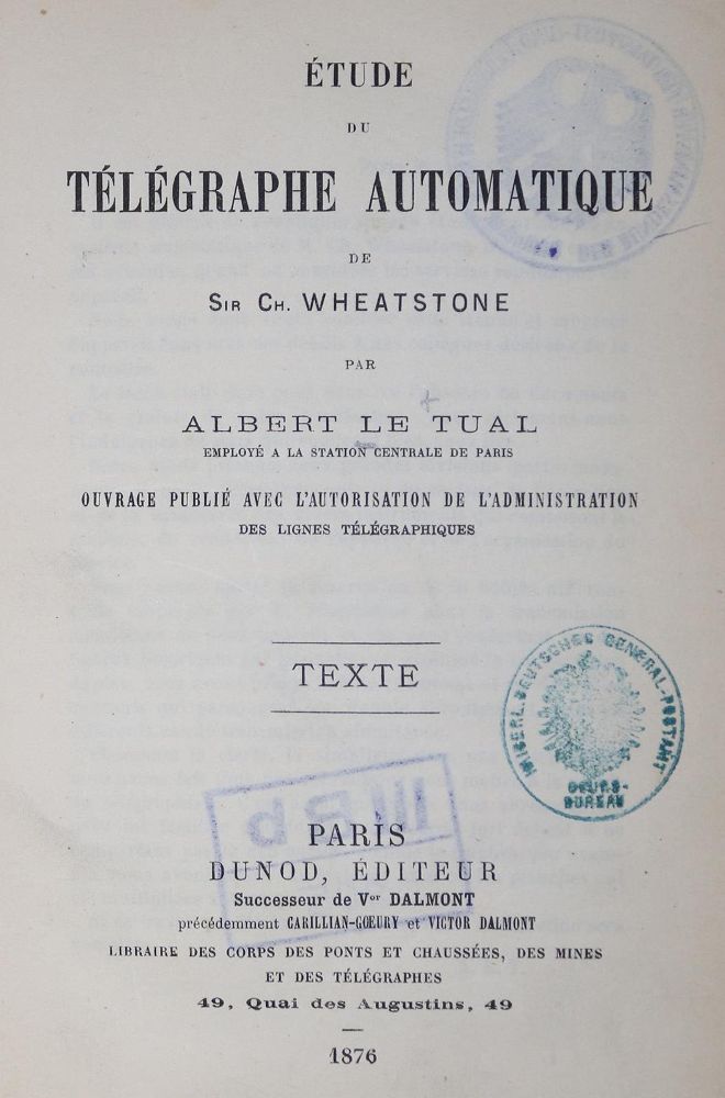 Große Abbildung Nr.1: 132-1534 Le Tual,A.: (Verschiedene Gebiete - Varia, Telegraphie - Telephonie)