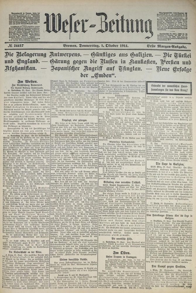 Große Abbildung Nr.1: 132-1628 Weser-Zeitung.: (Deutschland, Bremen)