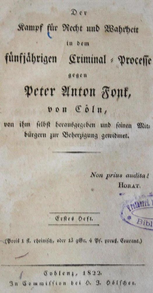 Große Abbildung Nr.1: 132-1676 Fonck,P.A.: (Deutschland, Köln)