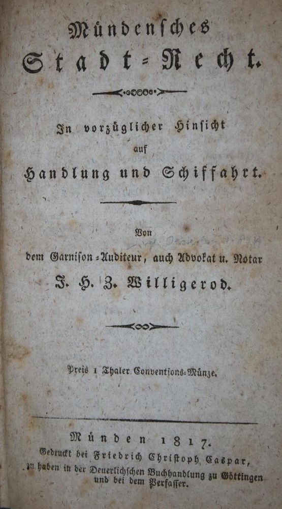 Große Abbildung Nr.1: 132-1692 Willigerod,J.H.Z.: (Deutschland, Münden)