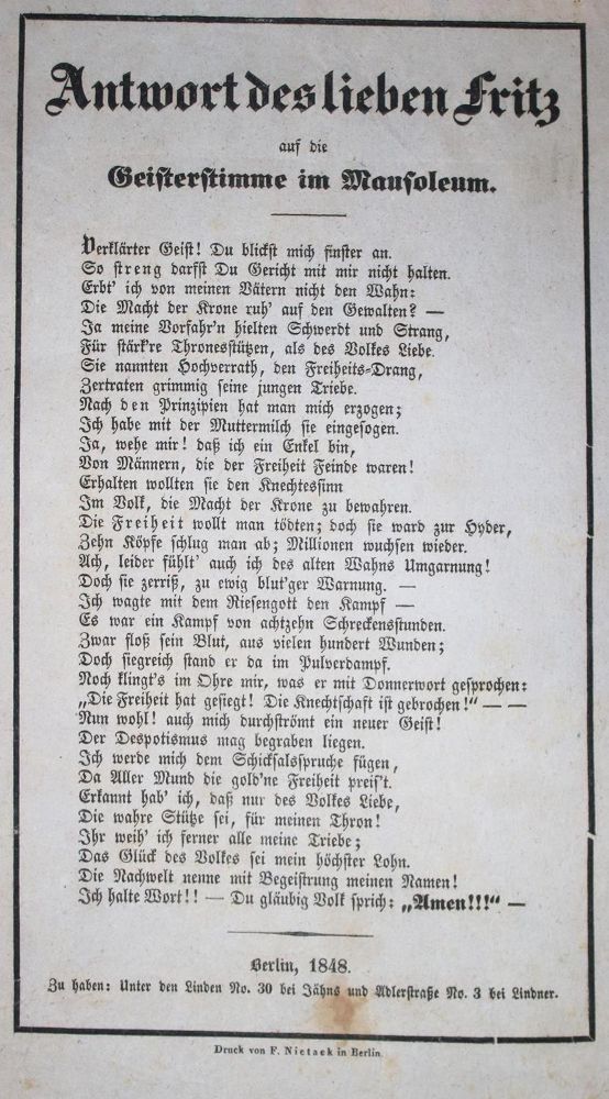Große Abbildung Nr.1: 132-1708 Antwort: (Deutschland, Revolution 1848/49 - Vormärz - Politik)