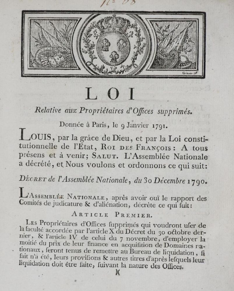 Große Abbildung Nr.1: 132-1765 Dekreten der National-Versammlung: (Frankreich, Ludwig XVI.)