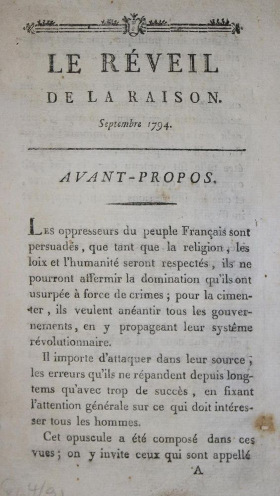 Große Abbildung Nr.1: 132-1779 Reveil de la Raison, Le.: (Frankreich, Revolution)