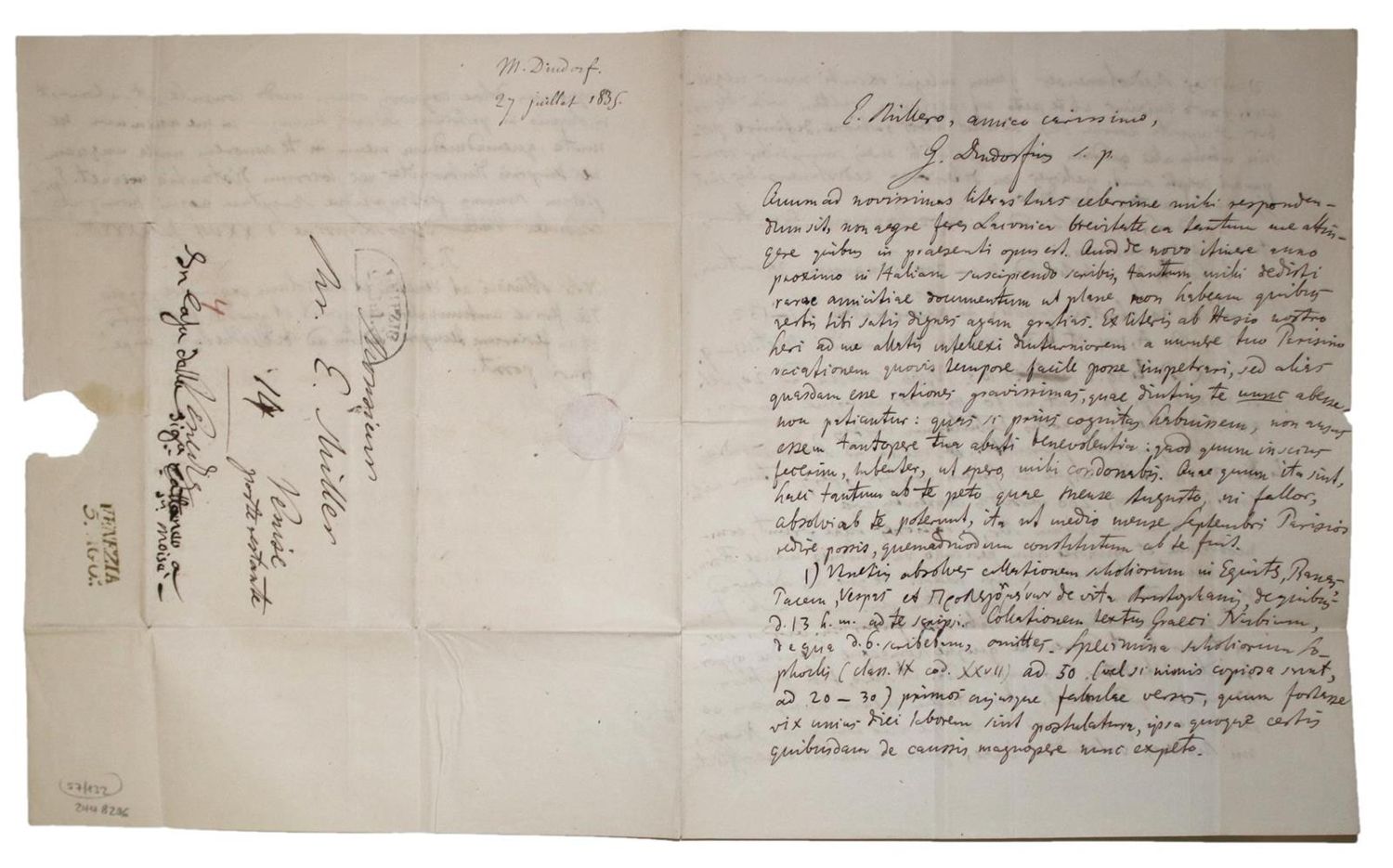 Große Abbildung Nr.1: 132-1919 Dindorf, Wilhelm,: (Autographen)