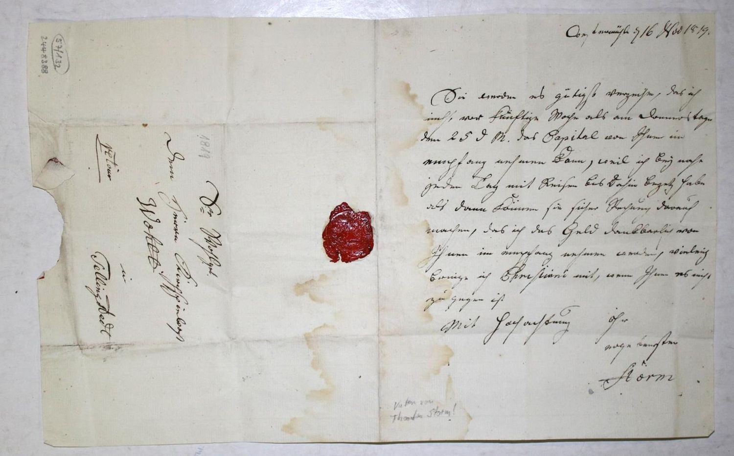 Große Abbildung Nr.1: 132-1945 Storm, Johann Casimir,: (Autographen)