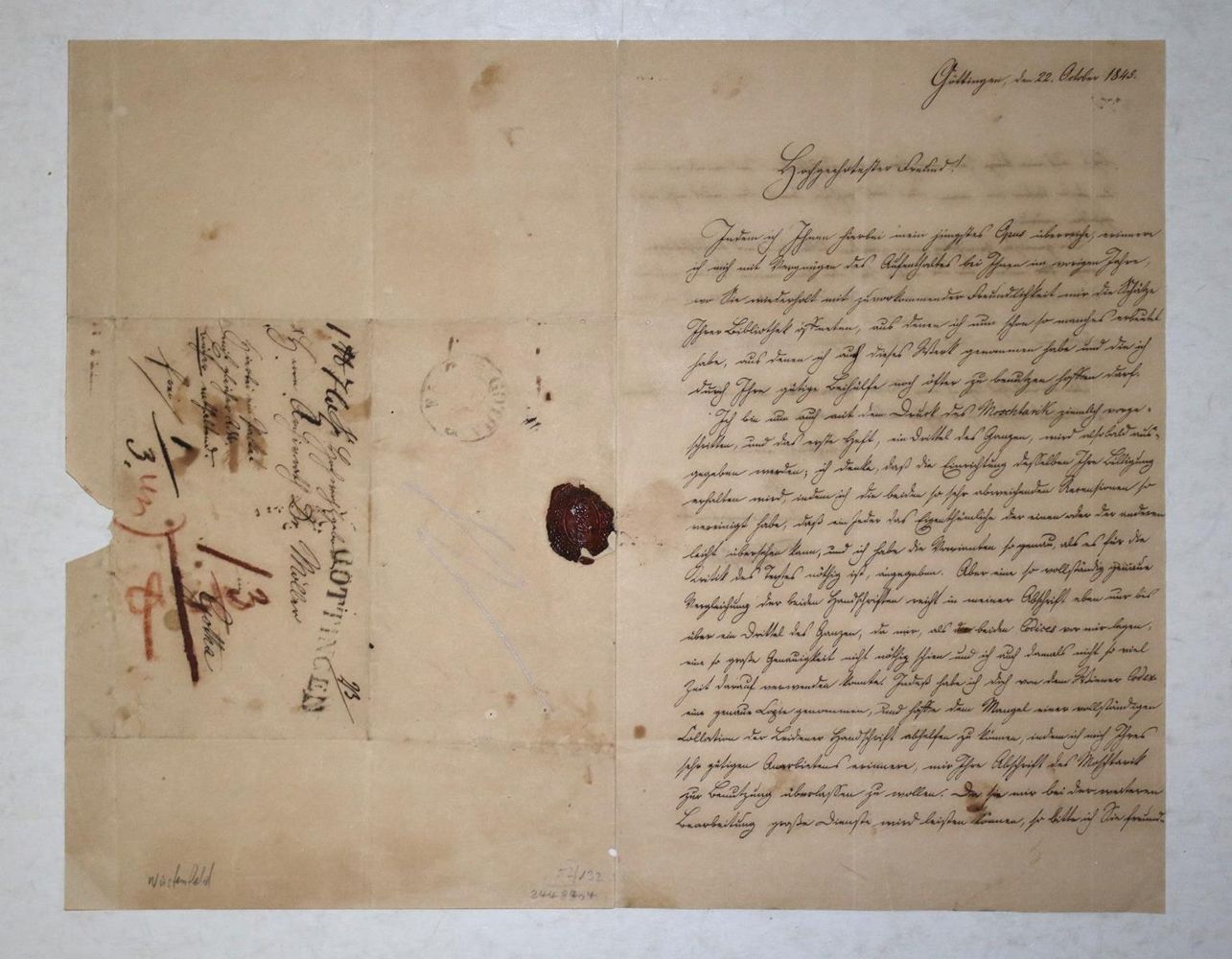 Große Abbildung Nr.1: 132-1950 Wüstenfeld, Heinrich Ferdinand,: (Autographen)