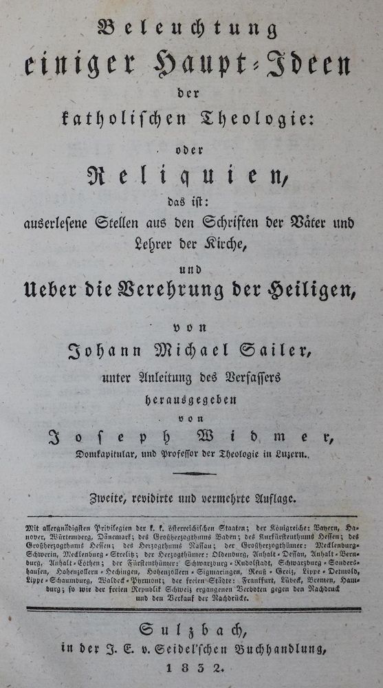 Große Abbildung Nr.1: 132-204 Sailer,J.M.: (Alte Drucke, Handschriften und Theologie)