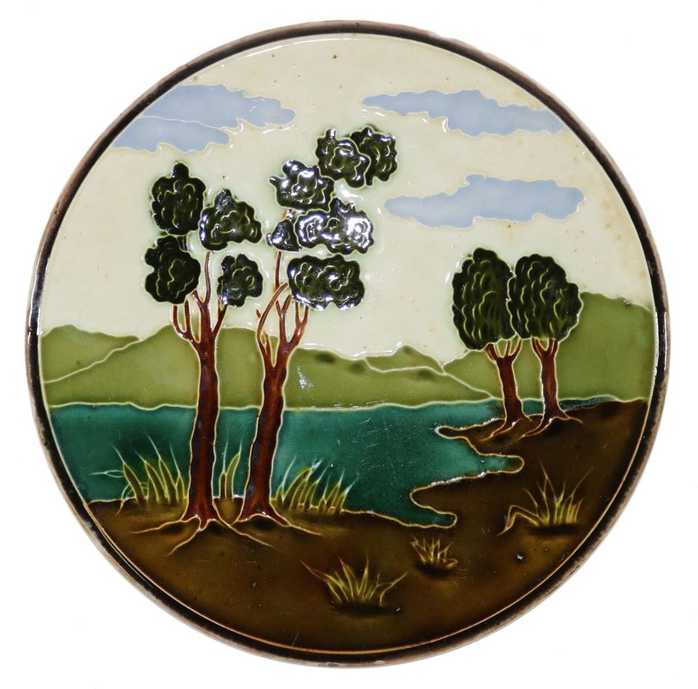 Große Abbildung Nr.1: 132-2182 Jugendstil Wandfliese.: (Porzellan u. Keramik, Fayencen, Fliesen)
