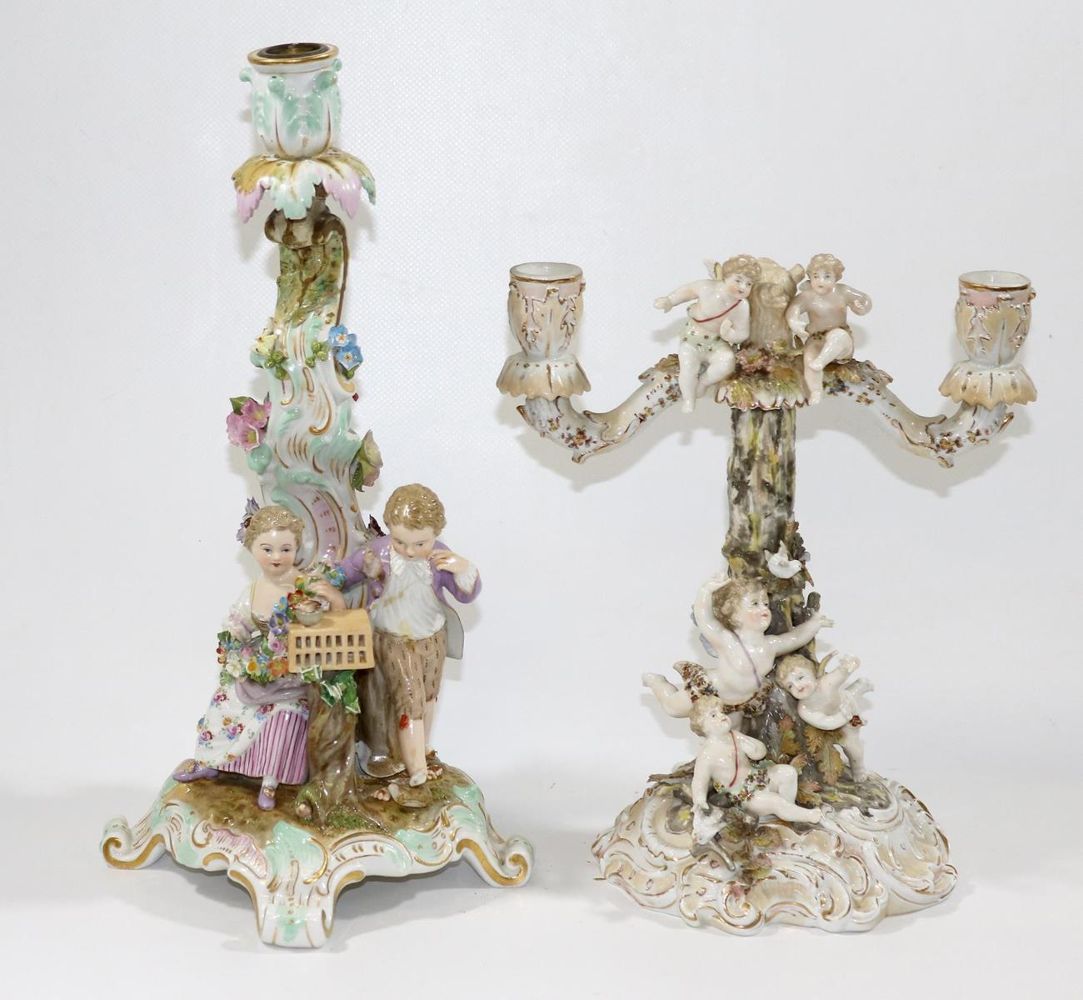 Große Abbildung Nr.1: 132-2214 Figürlicher Kerzenleuchter Meissen: (Porzellan u. Keramik, Meissen)