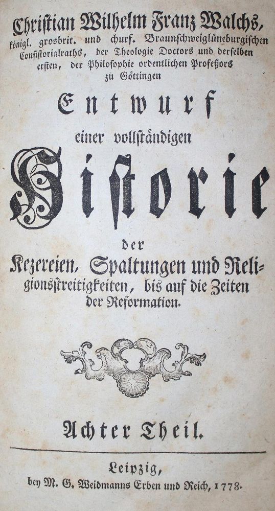 Große Abbildung Nr.1: 132-248 Walch,C.W.F.: (Alte Drucke, Handschriften und Theologie)
